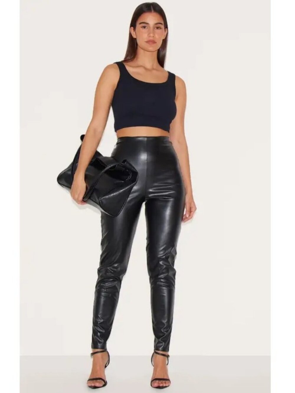 New PLT Black Faux Leather Leggings PrettyLittleThing